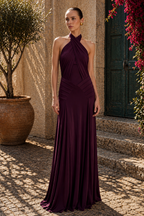 Ibiza Draped Halter Maxi Dress