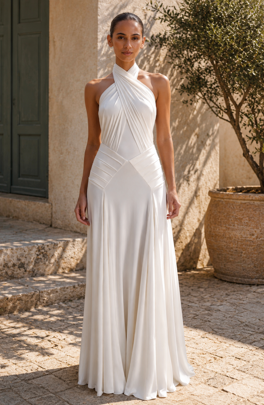 Ibiza Draped Halter Maxi Dress