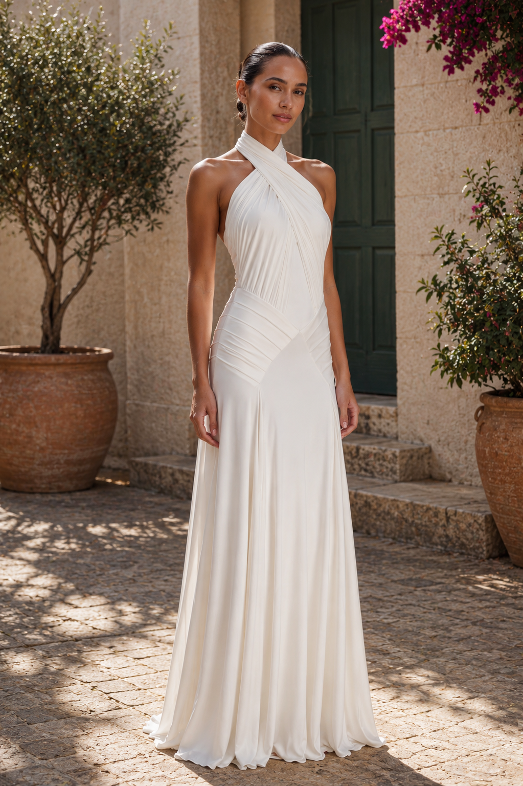 Ibiza Draped Halter Maxi Dress